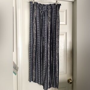 Angie Blue and White Pleated Wrap Maxi Skirt